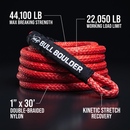 Bull Boulder Kinetic Recovery Rope — 1" x 30'