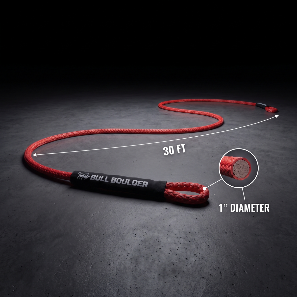 Bull Boulder Kinetic Recovery Rope — 1" x 30'